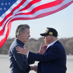 Trump embraces Newsom Gold Dark MAGA Hat